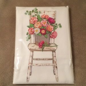 Roses in Chair Designer Kitchen Towel NWT Cotton